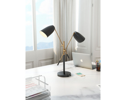 ZUO - Tanner Table Lamp in Matte Black/Brass