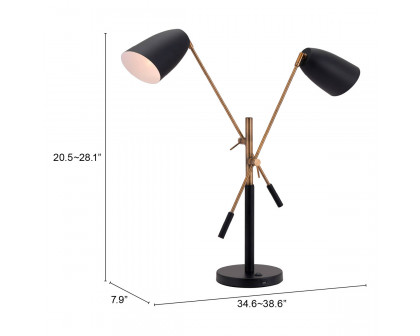 ZUO - Tanner Table Lamp in Matte Black/Brass