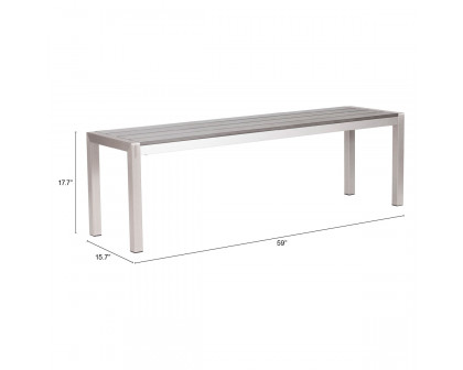 ZUO - Metropolitan Double Bench in Silver/Gray