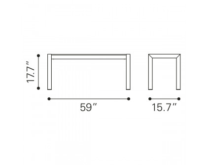ZUO - Metropolitan Double Bench in Silver/Gray