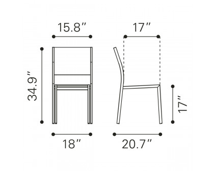 ZUO™ Metropolitan Armless Chair (Set Of 2) - Silver