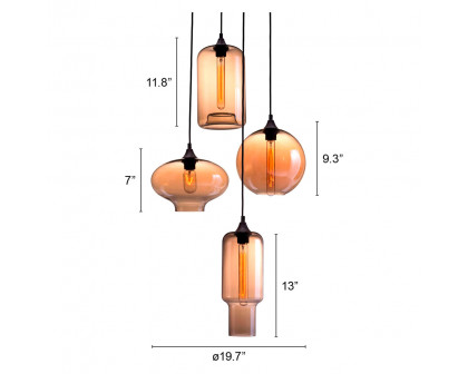 ZUO - Lambie Ceiling Lamp in Rust/Amber