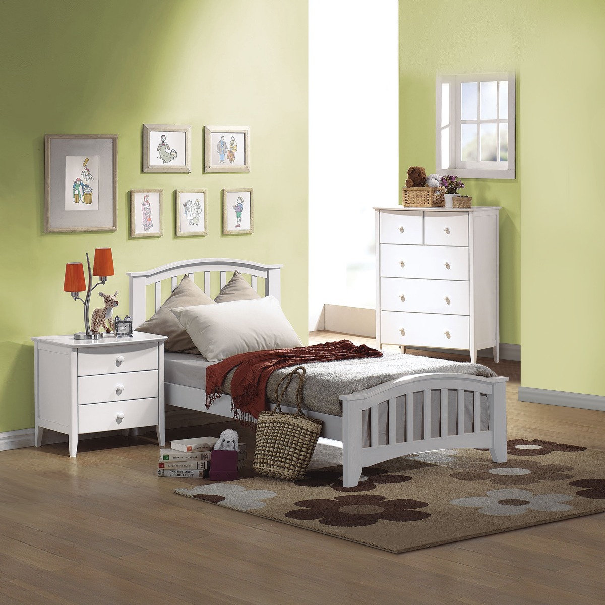 ACME San Marino Twin Bed - White