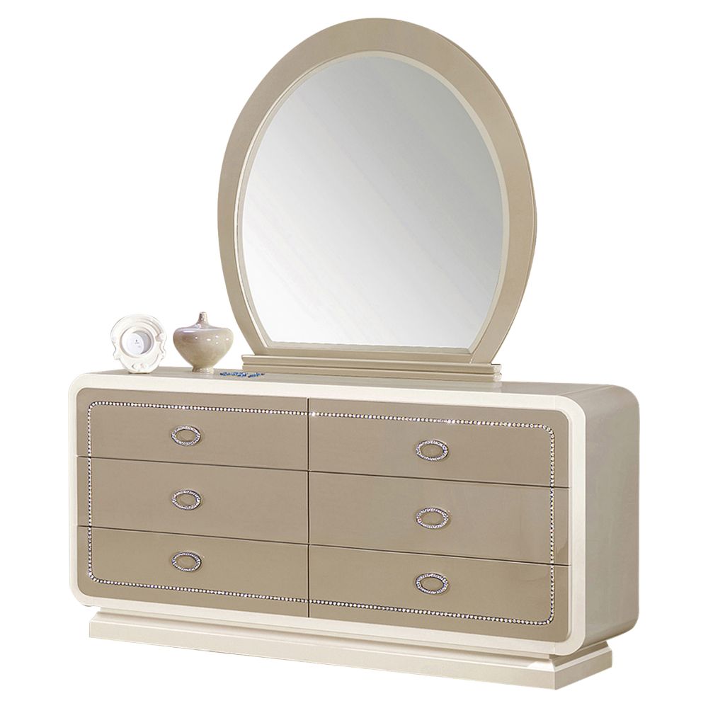 ACME - Allendale Mirror in Ivory/Latte High Gloss