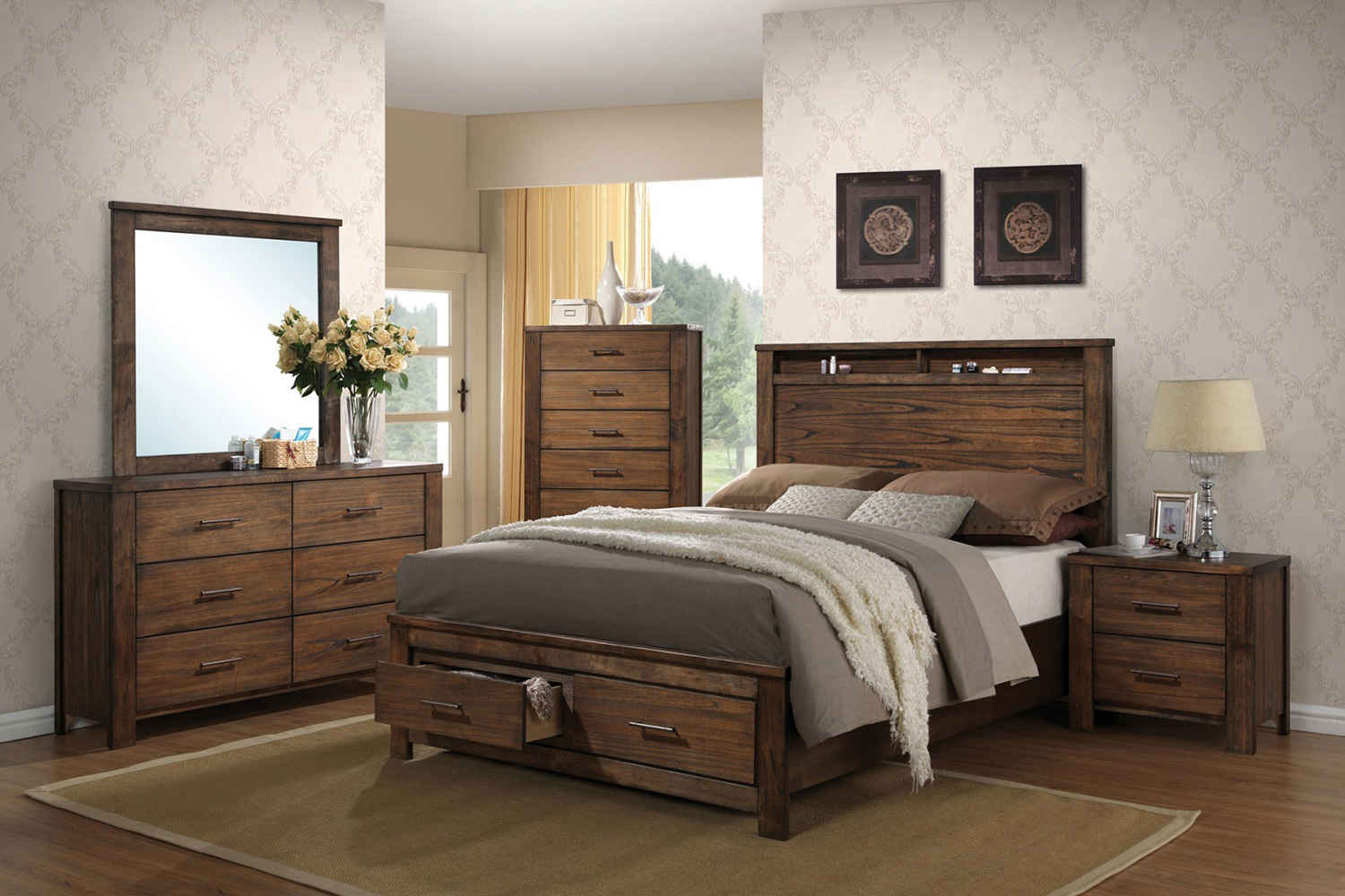 ACME - Merrilee Oak Panel Storage Bed