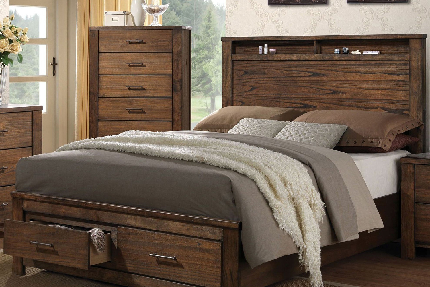 ACME - Merrilee Oak Panel Storage Bed