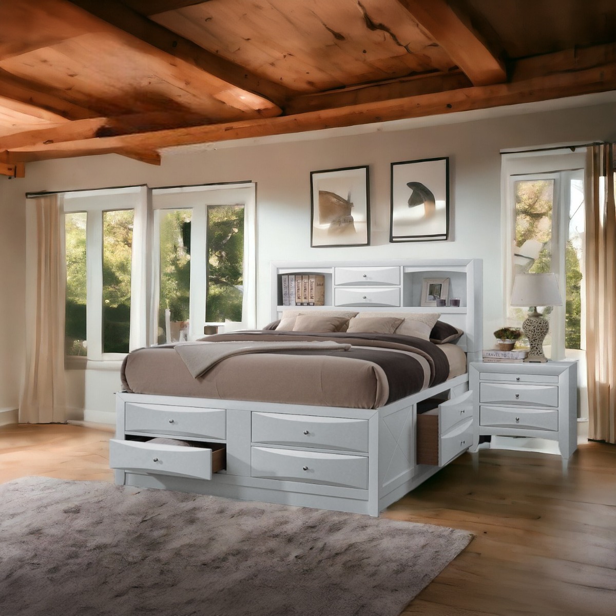 ACME Ireland EK Bed with Storage - White