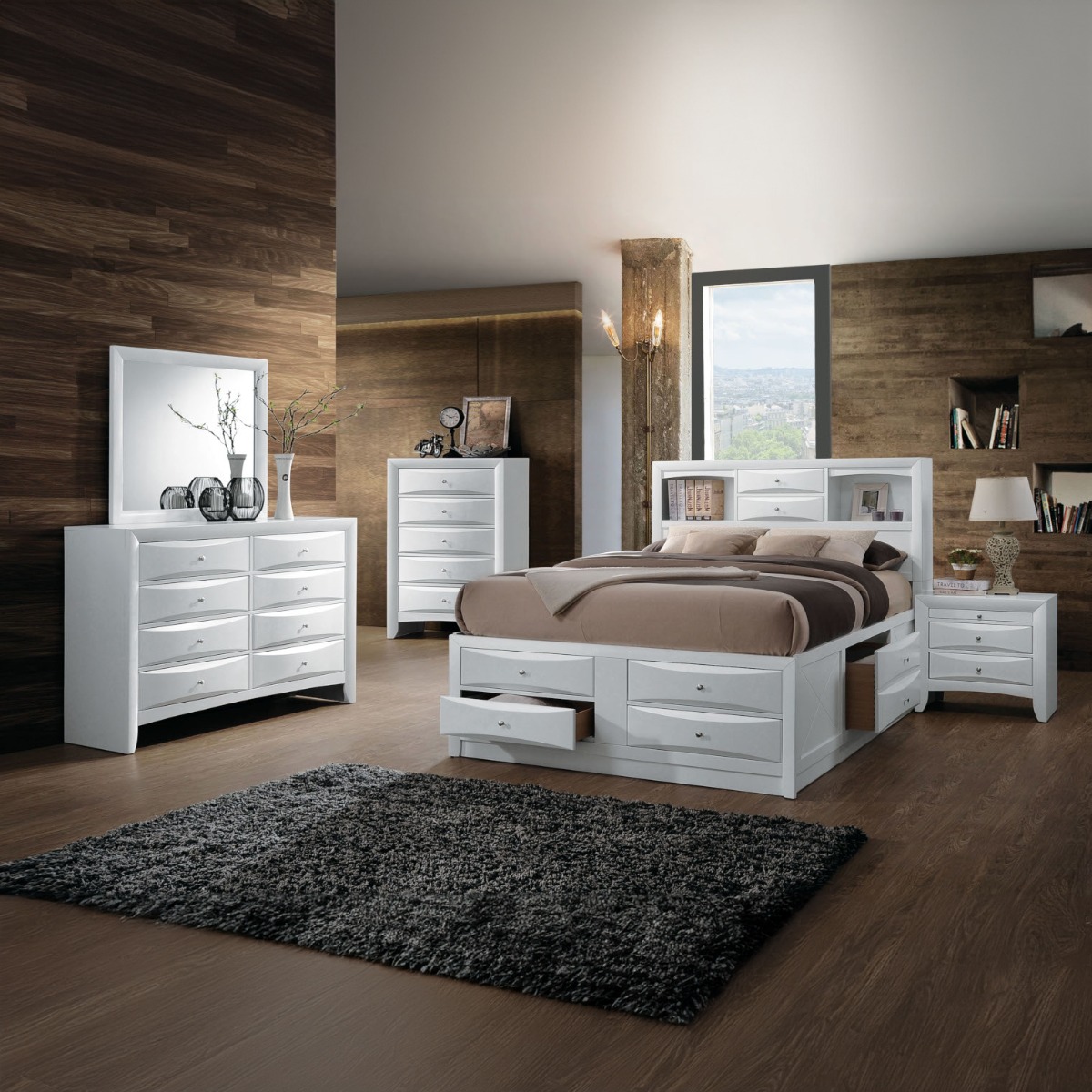 ACME Ireland EK Bed with Storage - White