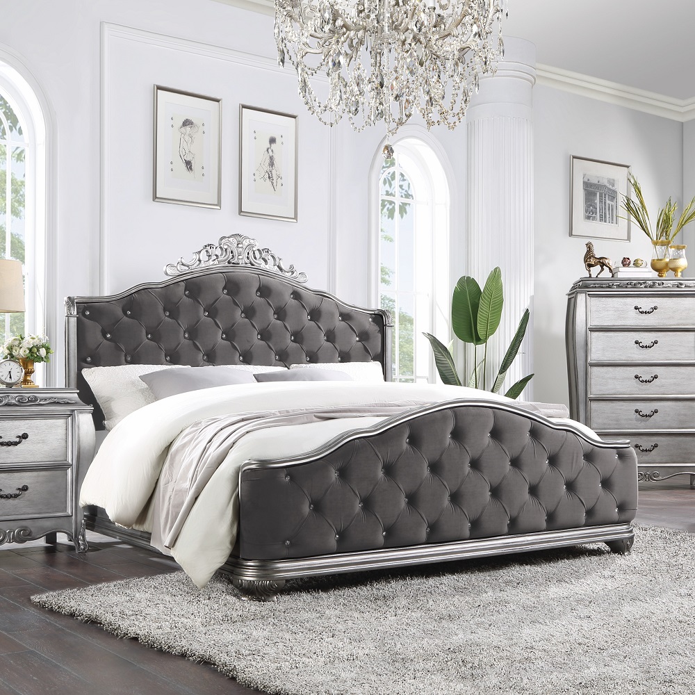 ACME Leonora CK Bed - Velvet/Vintage Platinum