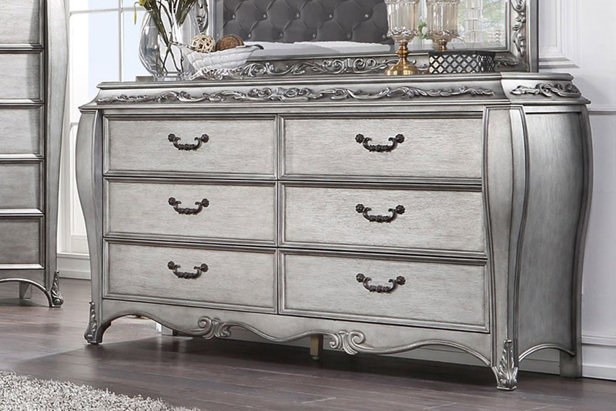 ACME - Leonora Dresser with Jewelry Tray in Vintage Platinum