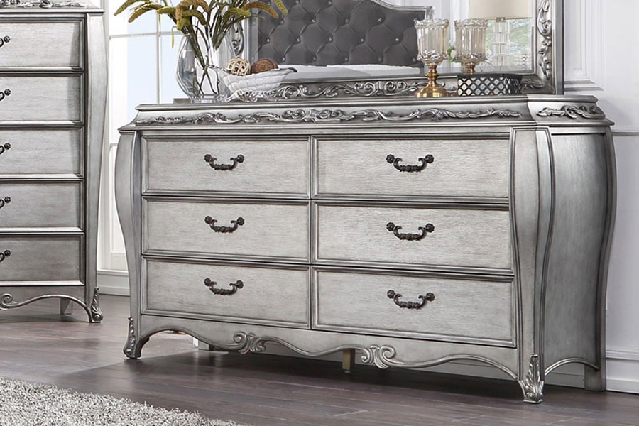 ACME - Leonora Dresser with Jewelry Tray in Vintage Platinum