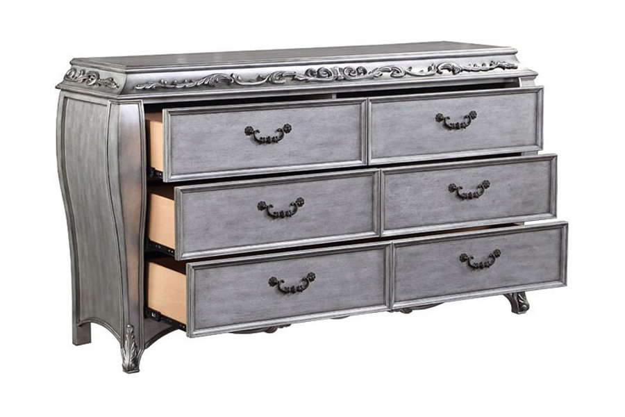 ACME - Leonora Dresser with Jewelry Tray in Vintage Platinum