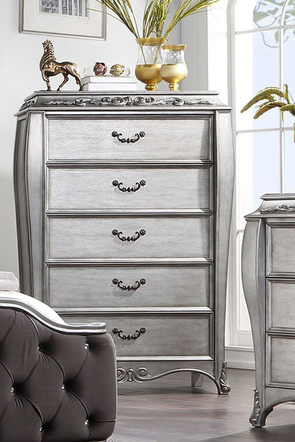 ACME - Leonora Chest in Vintage Platinum