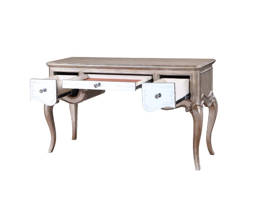 ACME - Esteban Vanity Desk in Mirrored/Antique Champagne