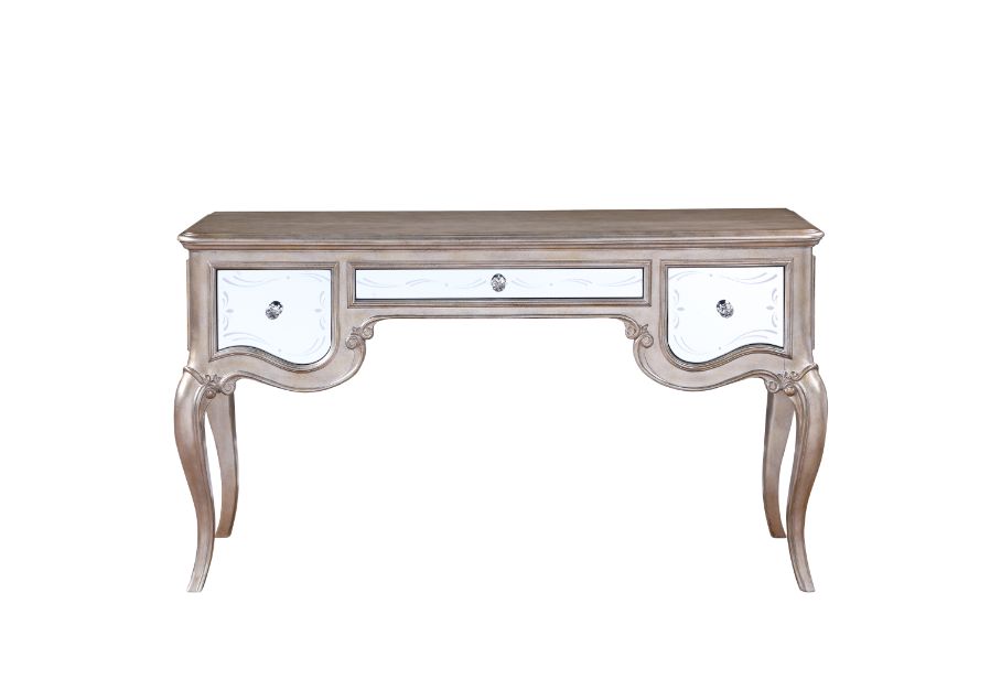 ACME - Esteban Vanity Desk in Mirrored/Antique Champagne