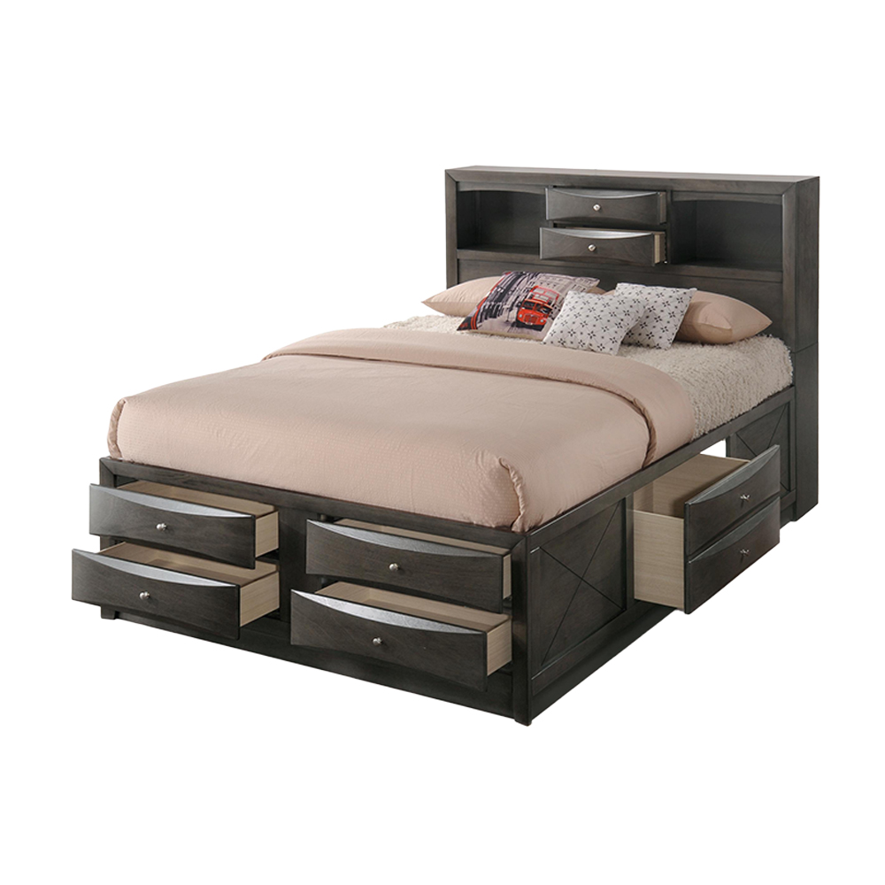 ACME Ireland EK Bed with Storage - Gray Oak