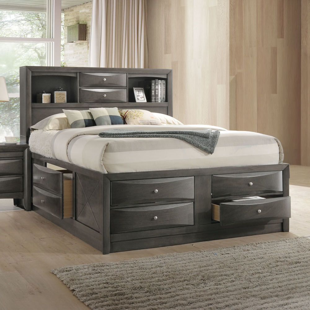 ACME Ireland EK Bed with Storage - Gray Oak