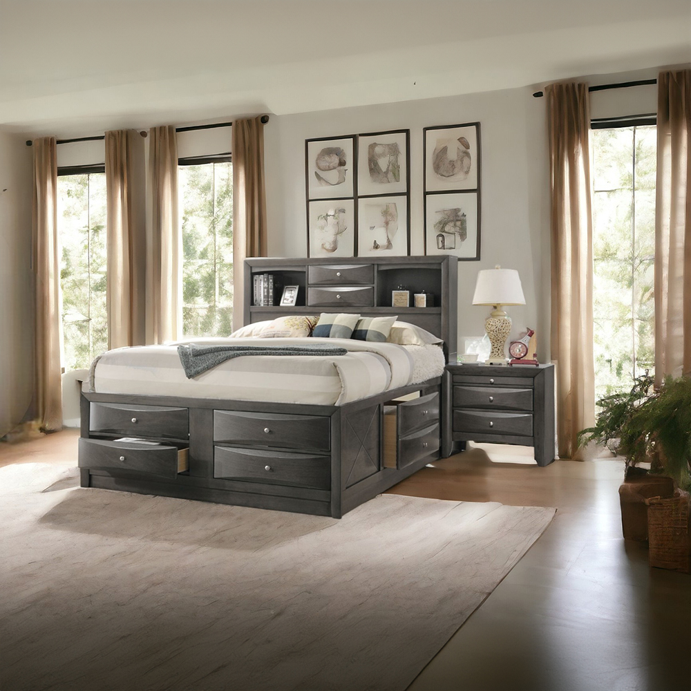 ACME Ireland EK Bed with Storage - Gray Oak