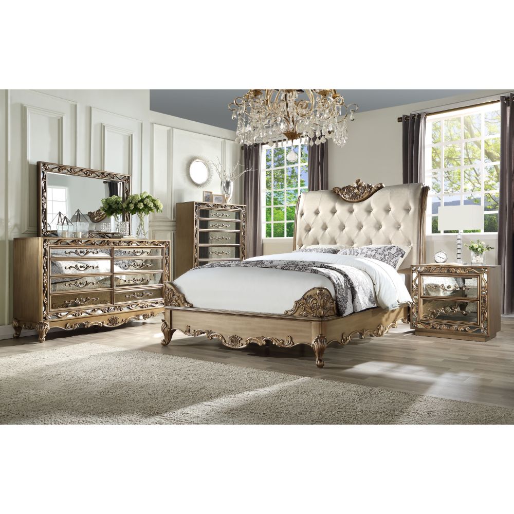 ACME - Orianne CK Bed in Cream/Champagne