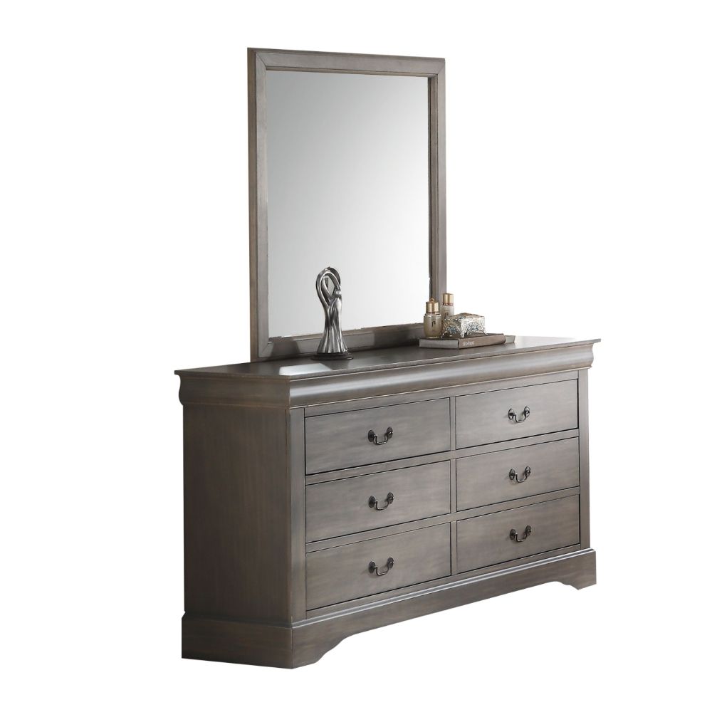 ACME - Louis Philippe III Gray Mirror in Antique Gray