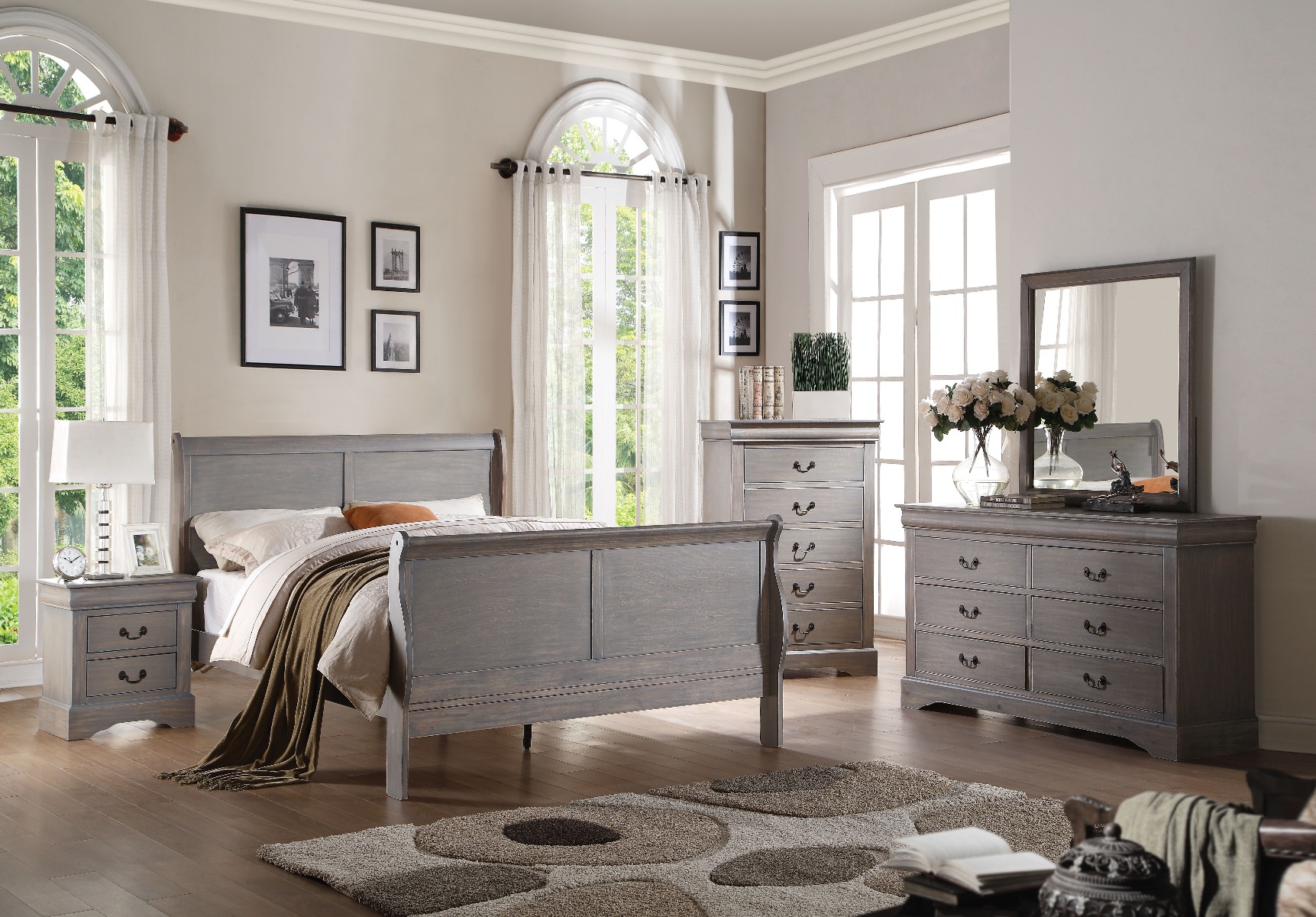 ACME Louis Philippe III Twin Bed - Antique Gray