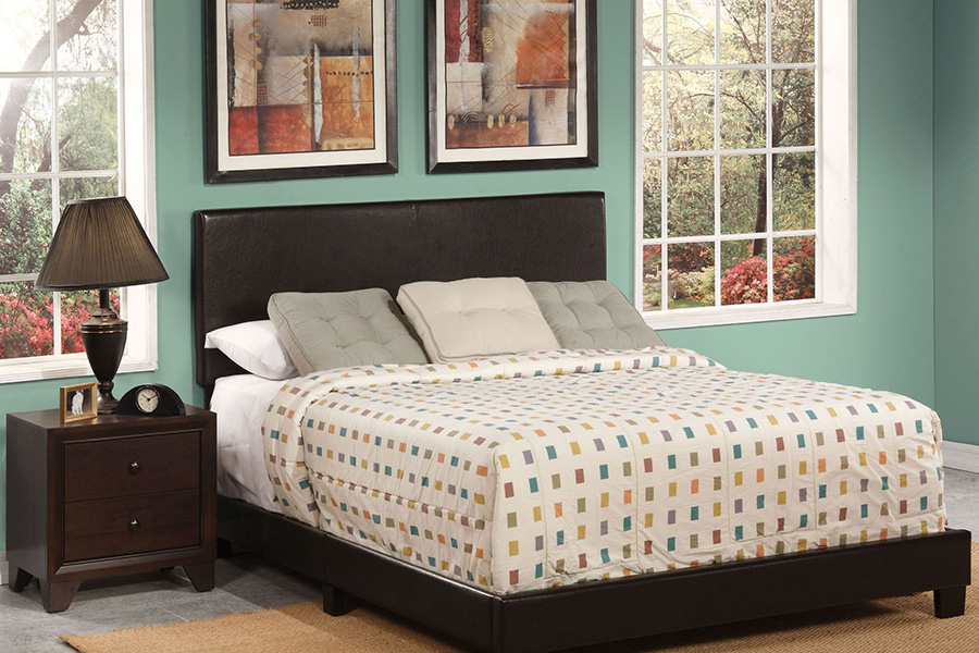 ACME Lien Upholstered Platform Bed - Espresso, Queen Size