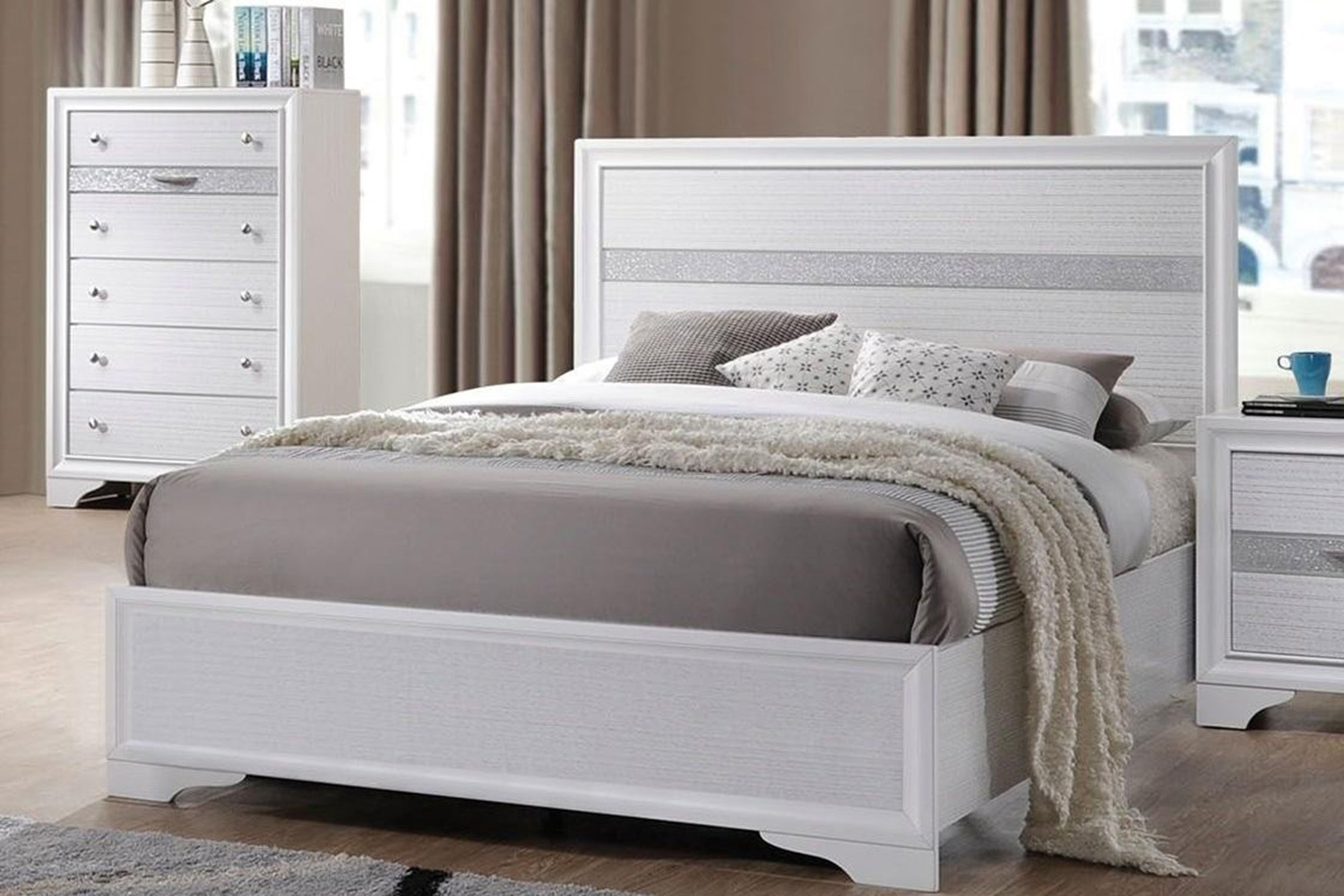 ACME - Naima White Platform Storage Bed