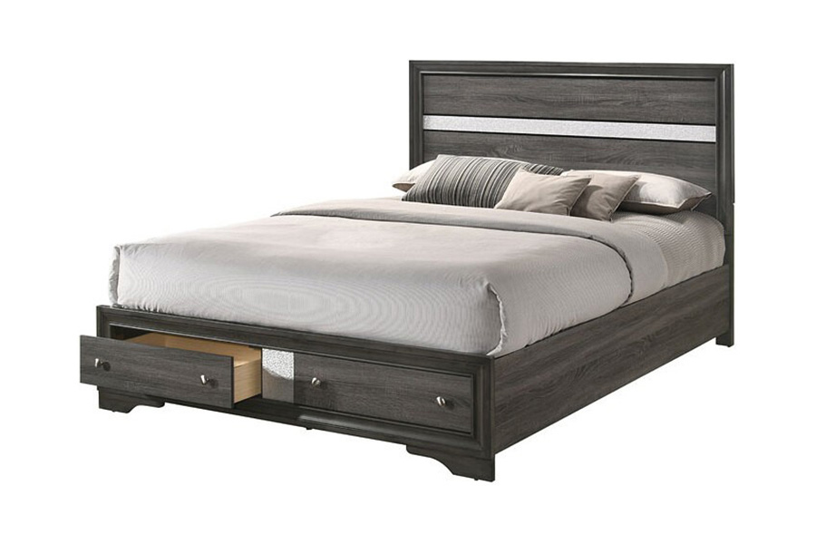 ACME Naima Storage Bed - Gray, King Size