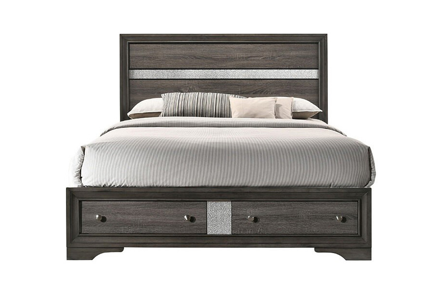 ACME Naima Storage Bed - Gray, King Size