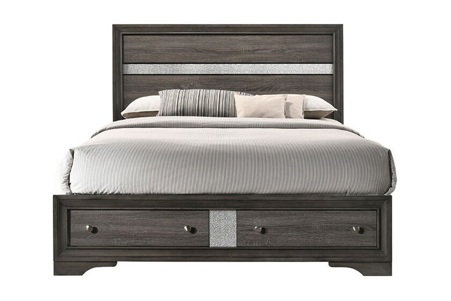 ACME Naima Storage Bed - Gray, Queen Size