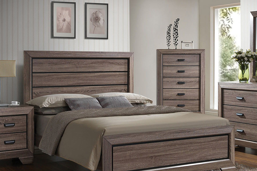 ACME Lyndon Panel Bed Weathered Gray Grain - Queen Size