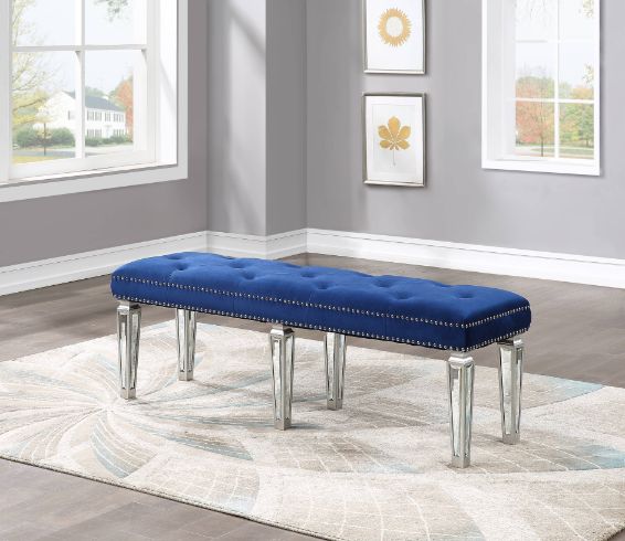 ACME Varian Bench - Blue Velvet/Mirrored