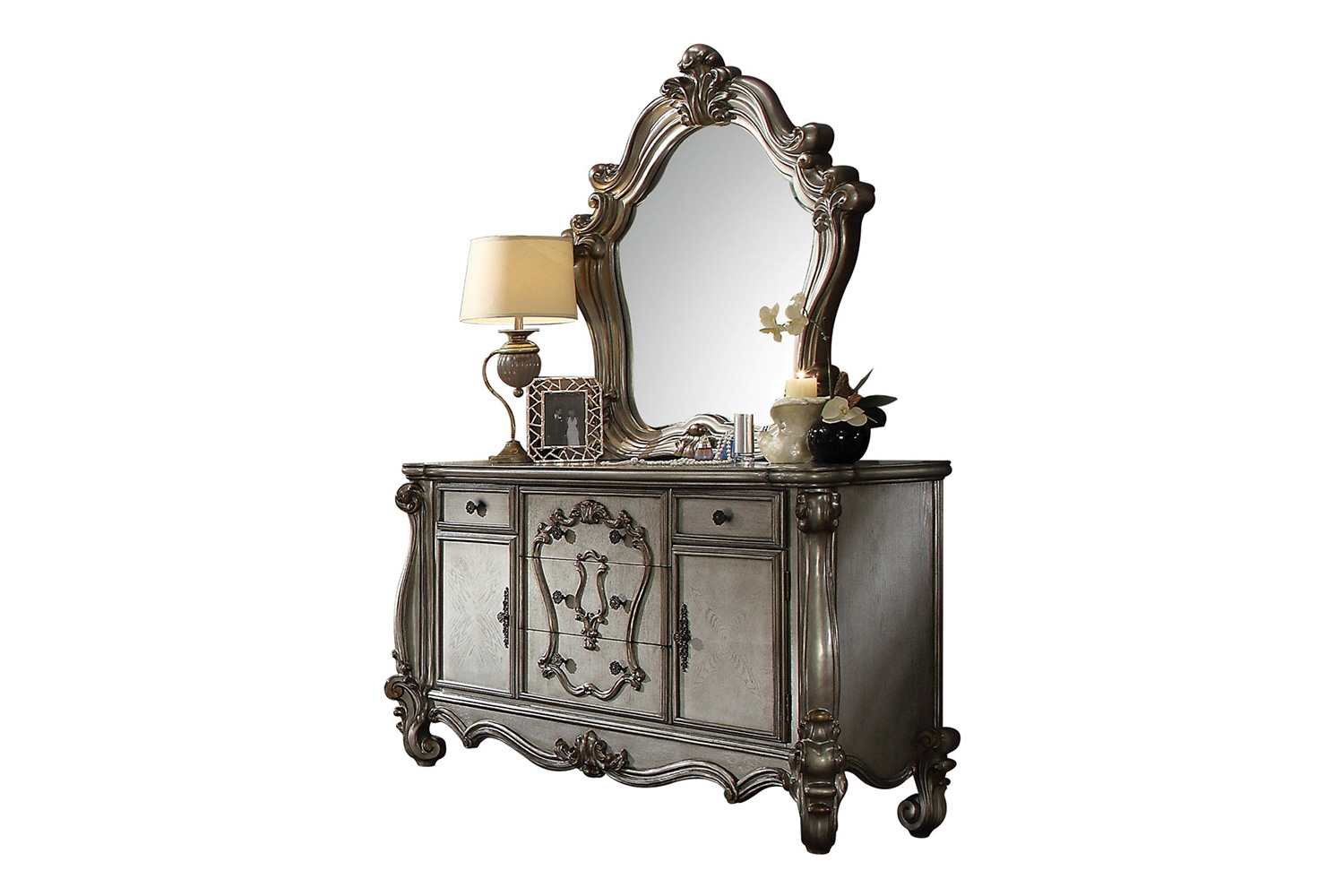 ACME Versailles Dresser - Antique Platinum Silver