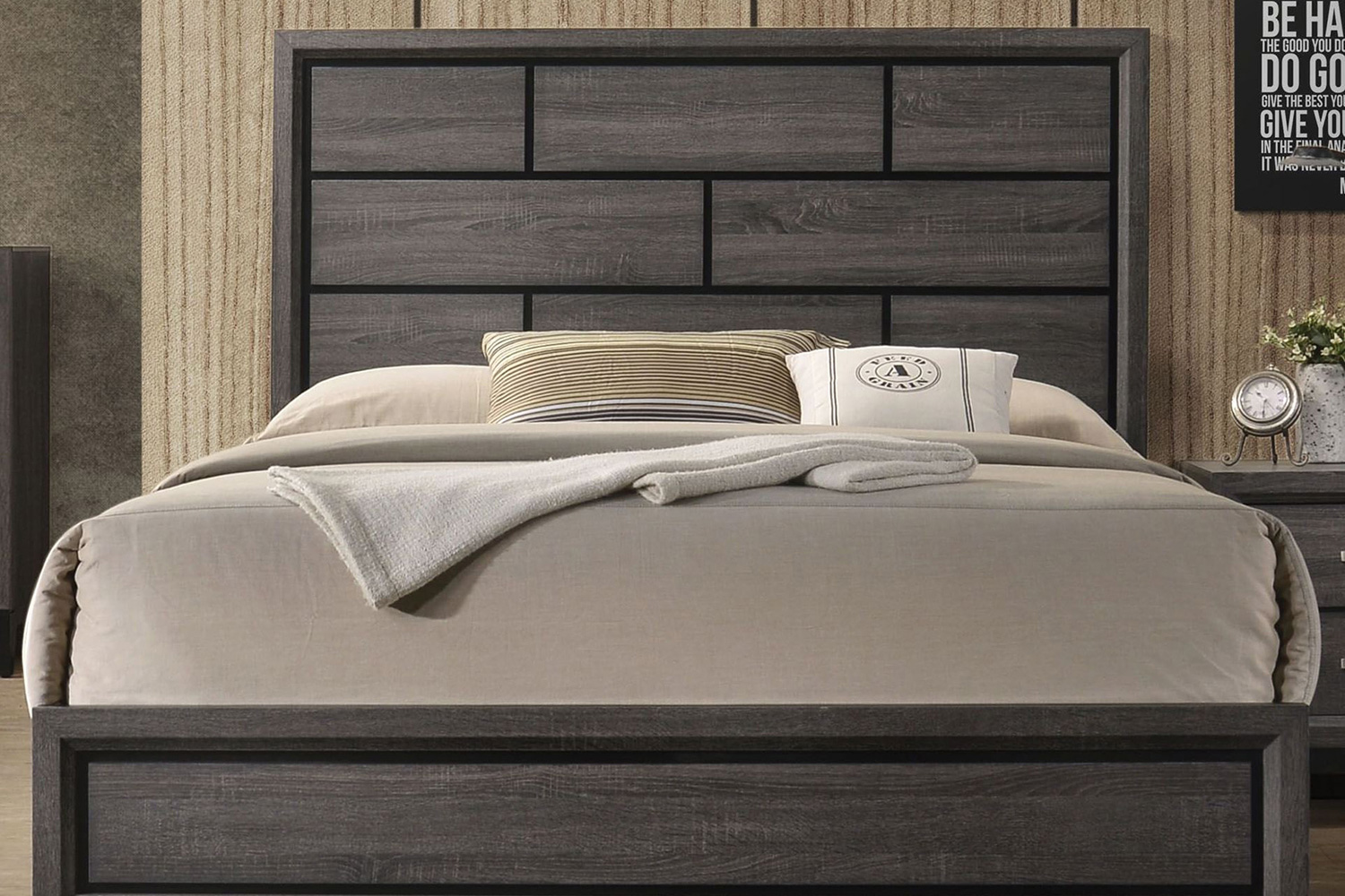 ACME - Valdemar Weathered Gray Panel Bed