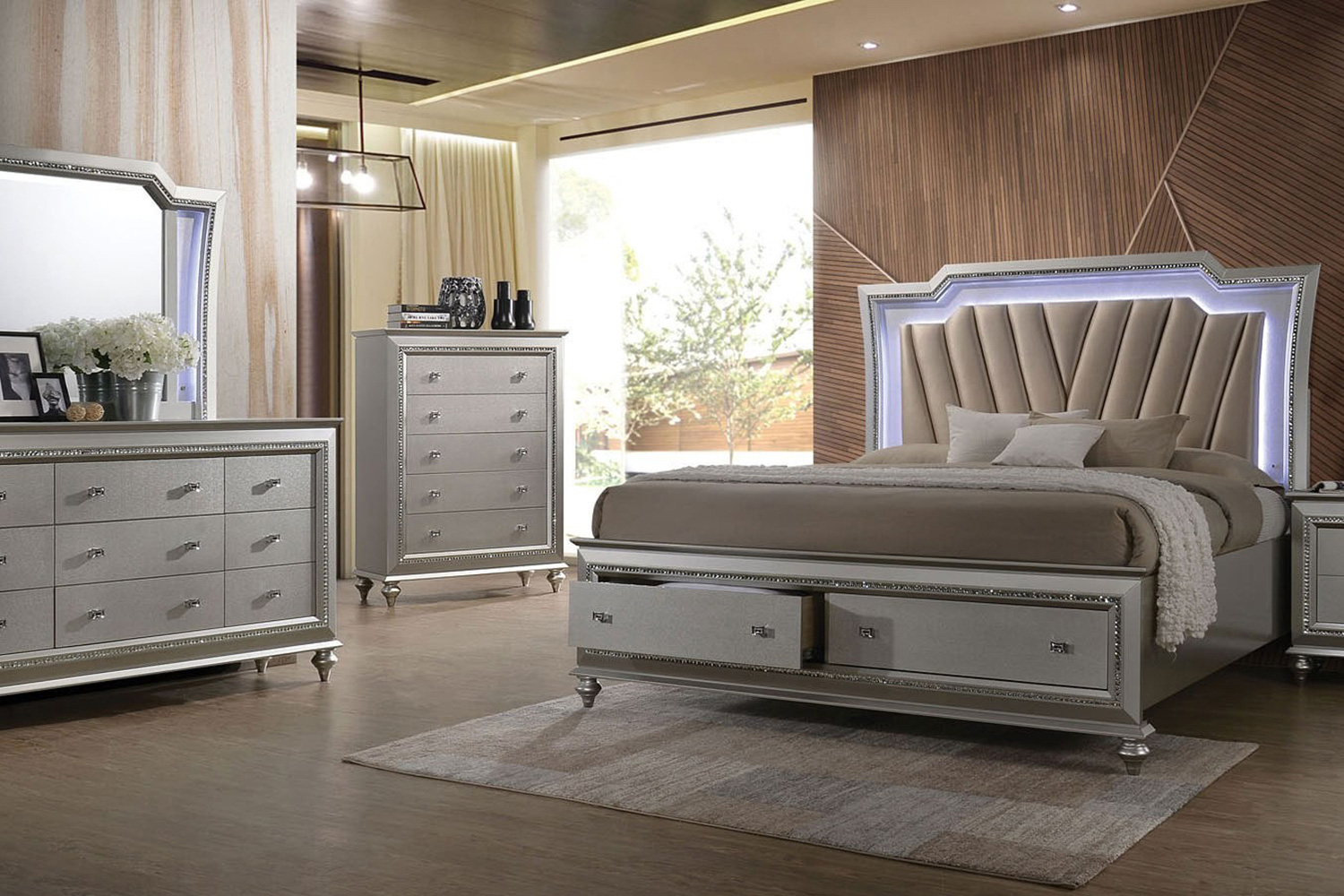 ACME™ Kaitlyn Storage Bedroom Set - Champagne 27230Q-br