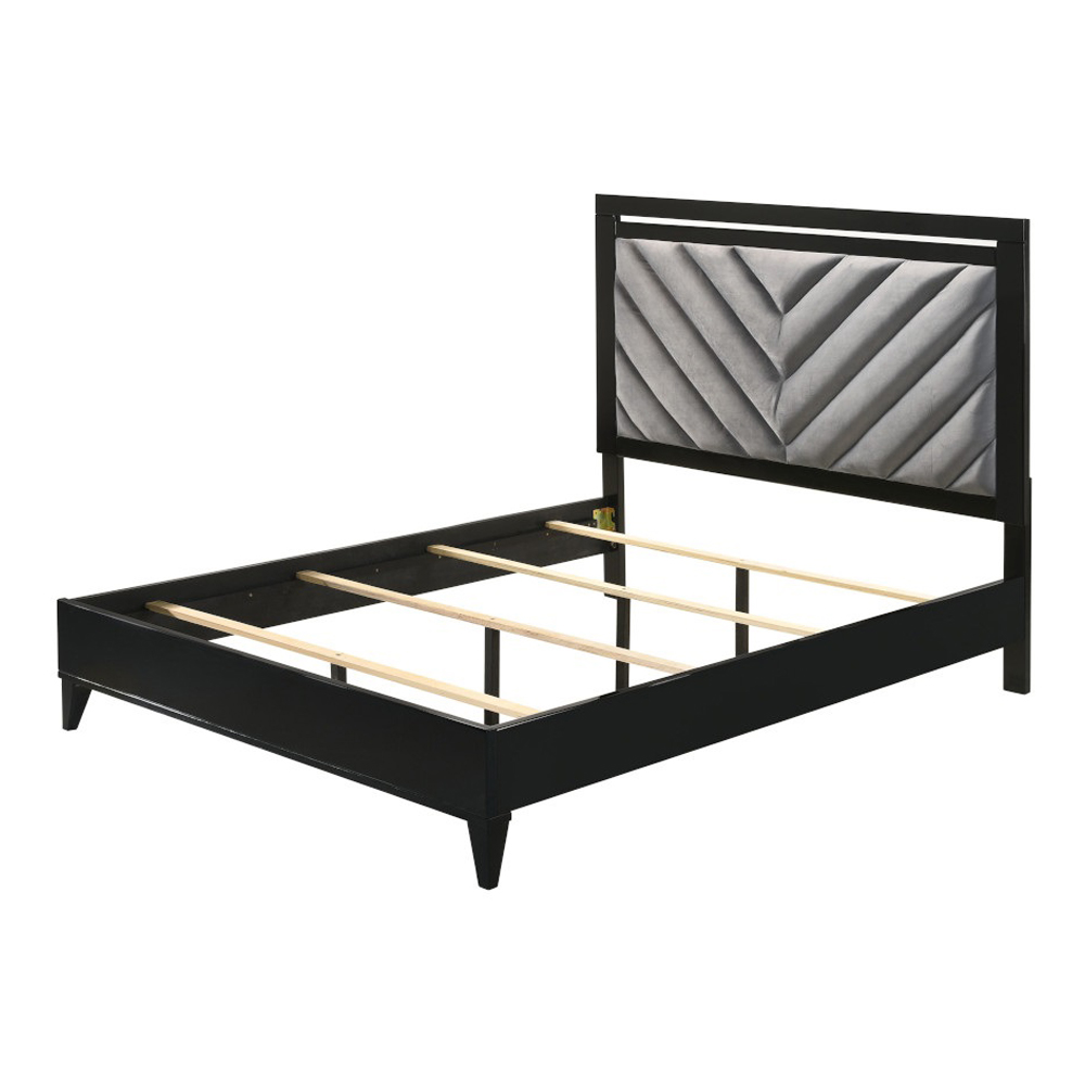 ACME Chelsie Bed - Eastern King Size, Gray Fabric and Black Finish