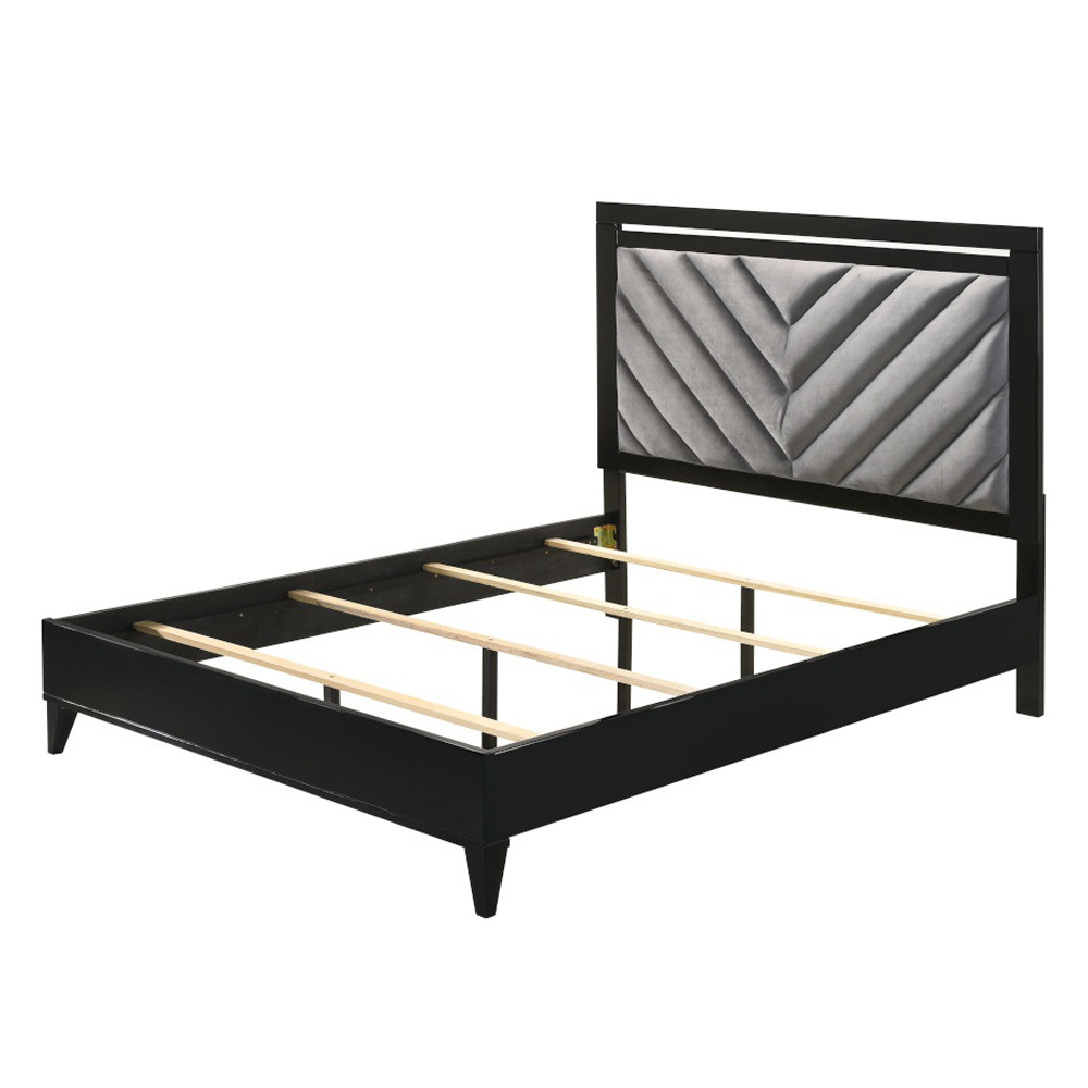 ACME Chelsie Bed - Queen Size, Gray Fabric and Black Finish