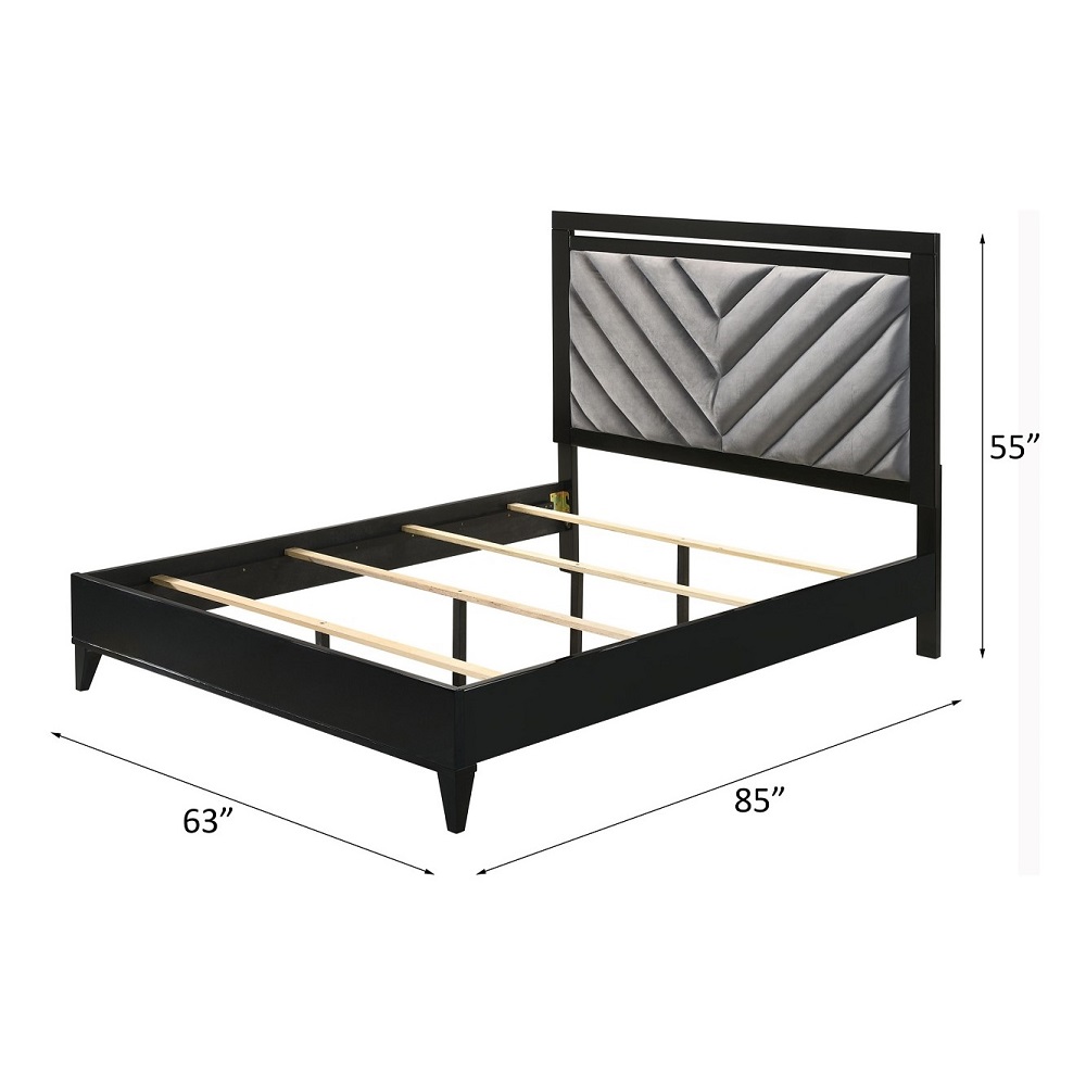 ACME Chelsie Bed - Queen Size, Gray Fabric and Black Finish