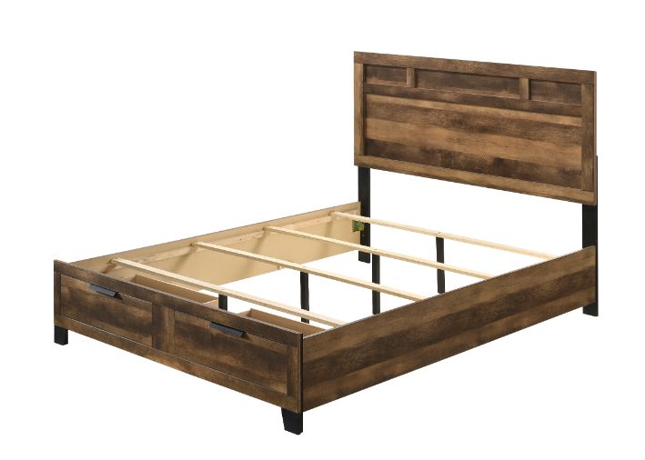 ACME Morales Eastern King Bed with Storage - Rustic Oak