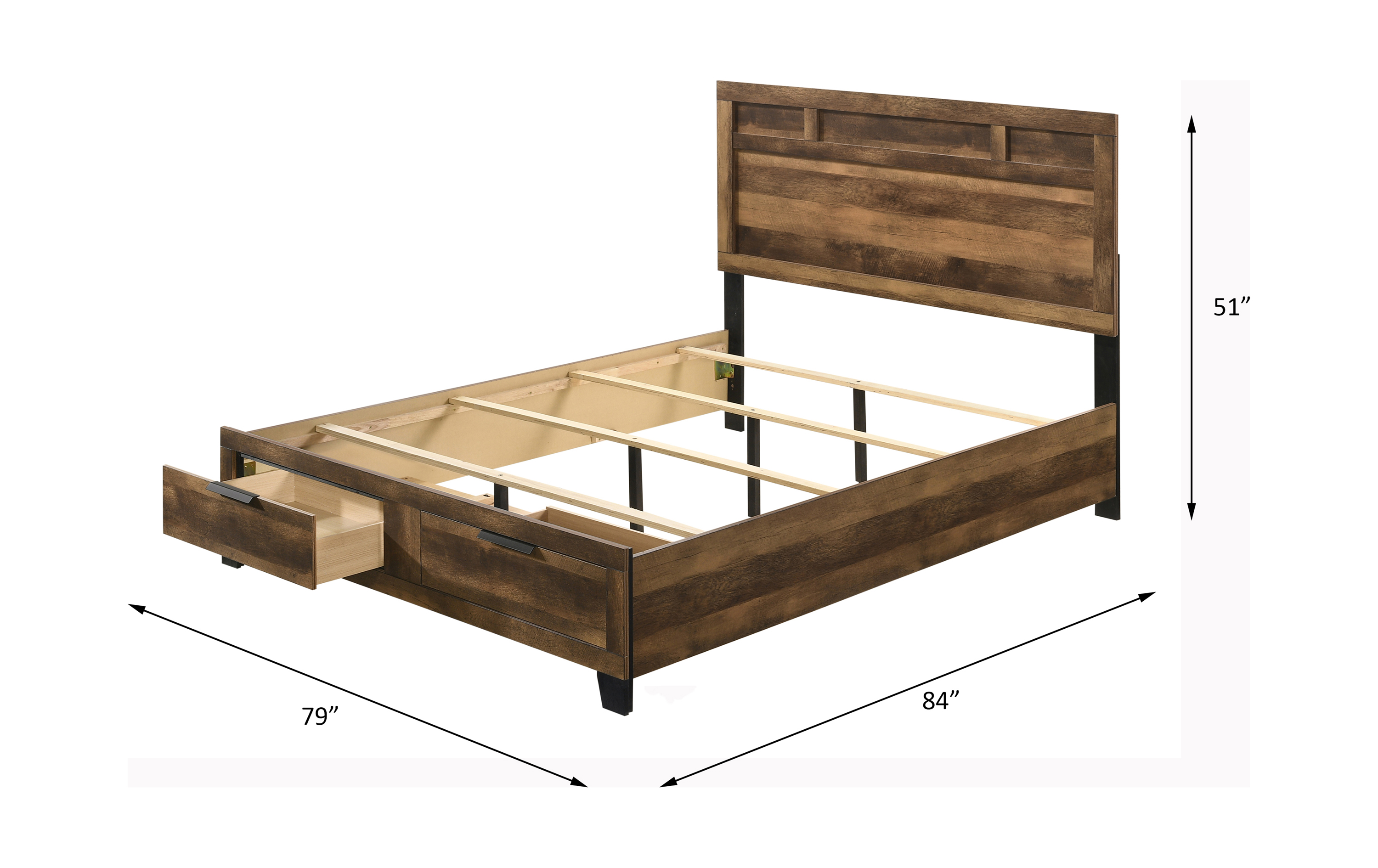 ACME Morales Eastern King Bed with Storage - Rustic Oak