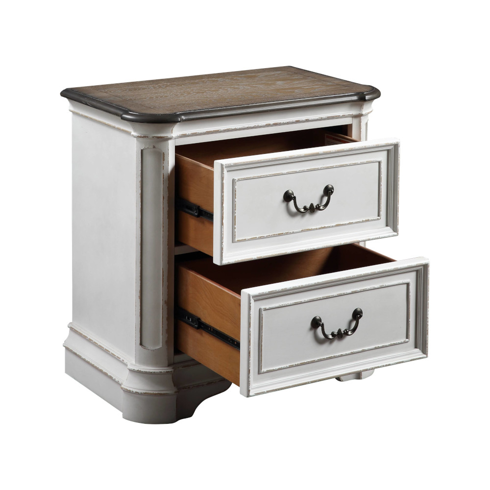 ACME Florian Nightstand - Antique White/Oak