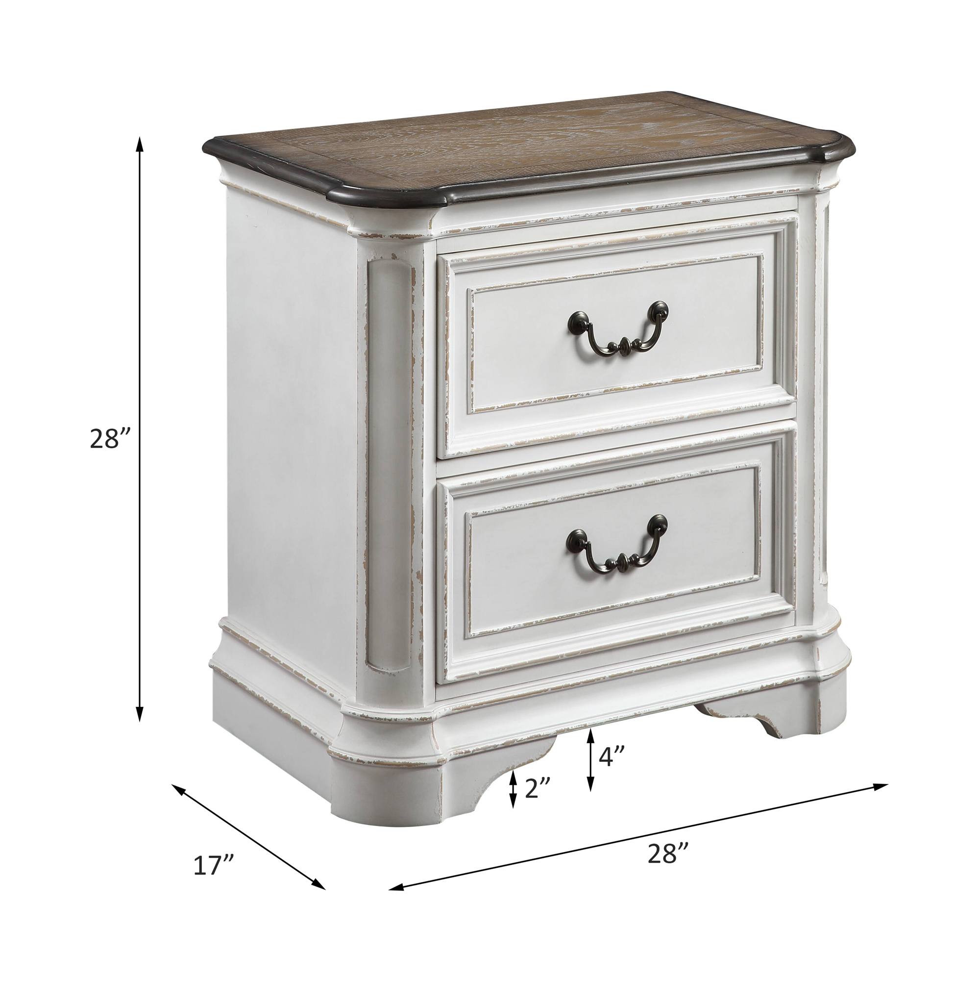 ACME Florian Nightstand - Antique White/Oak