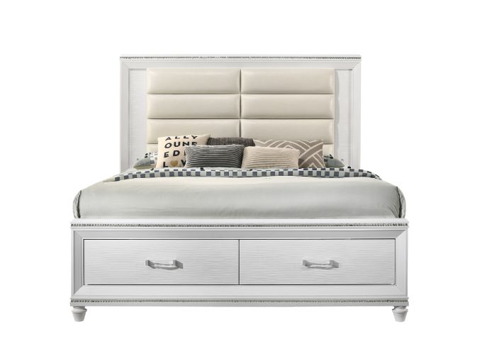 ACME Sadie EK Bed - Pearl White/White