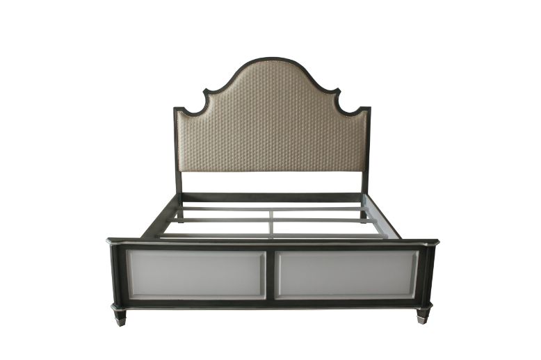 ACME House Beatrice CK Bed - Two Tone Beige Charcoal/Light Gray