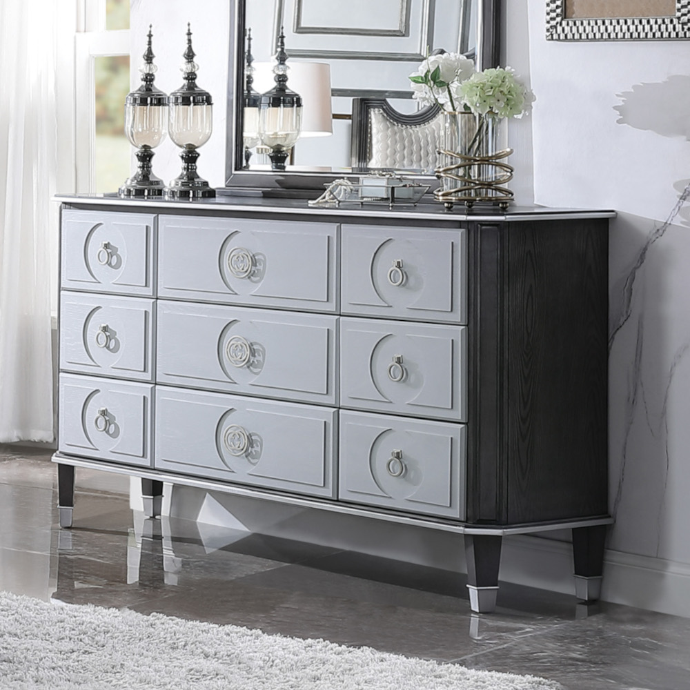 ACME - House Beatrice Dresser in Charcoal/Light Gray