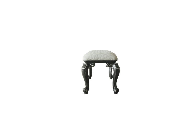 ACME - House Delphine Bench in Two Tone Ivory Charcoal