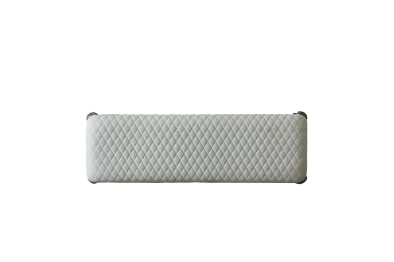 ACME - House Delphine Bench in Two Tone Ivory Charcoal