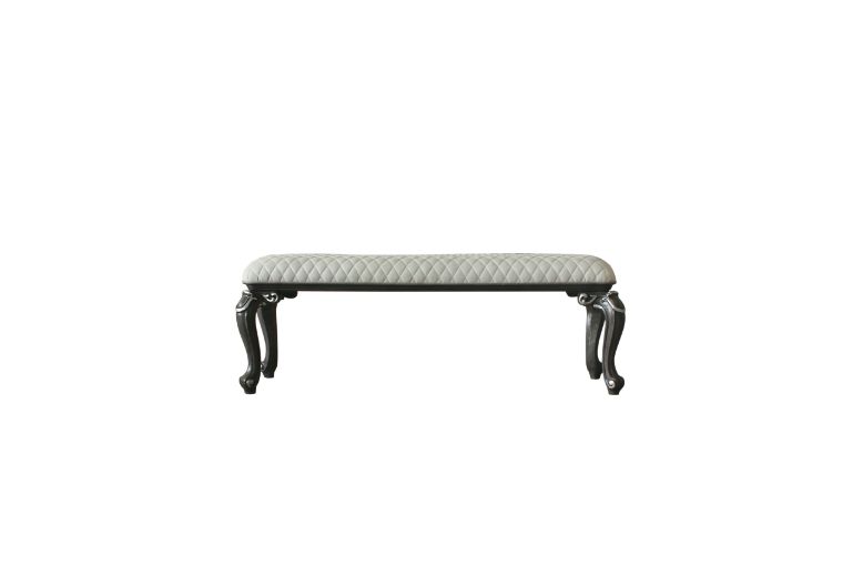 ACME - House Delphine Bench in Two Tone Ivory Charcoal