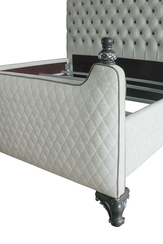 ACME - House Delphine Queen Bed in Two Tone Ivory Charcoal