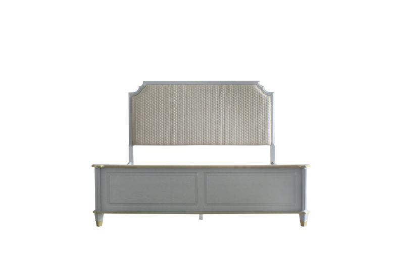 ACME House Marchese Eastern King Bed - Two Tone Beige Pearl Gray